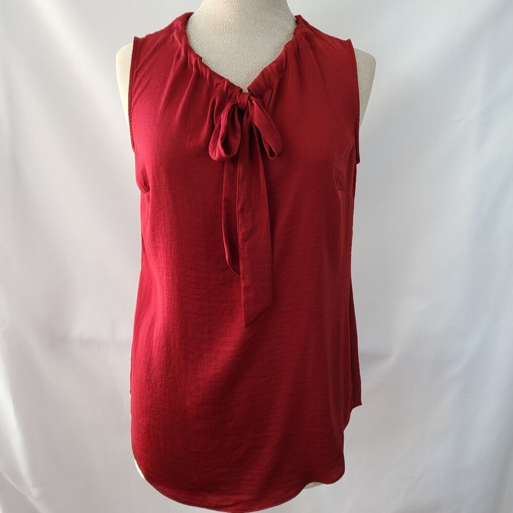 CABi burgundy drawstring neckline shell top blouse small